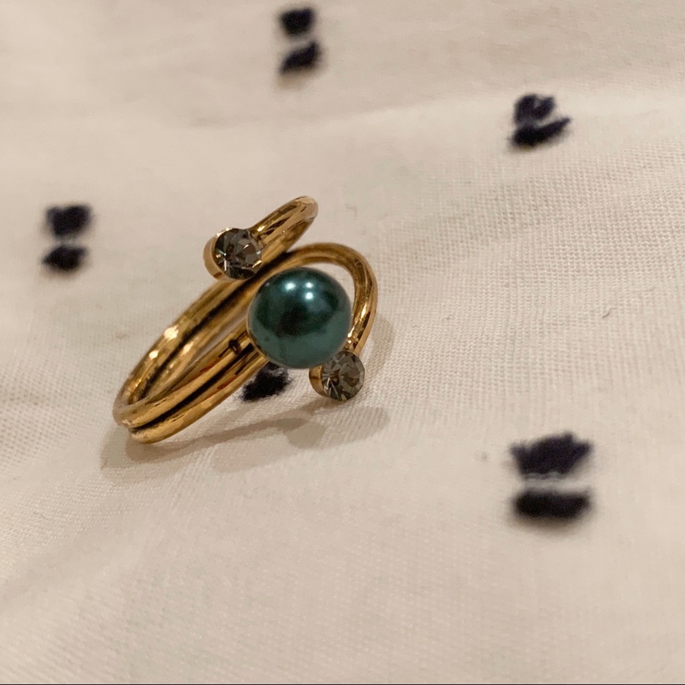 Planet Inspired designer ring pearl adjustable